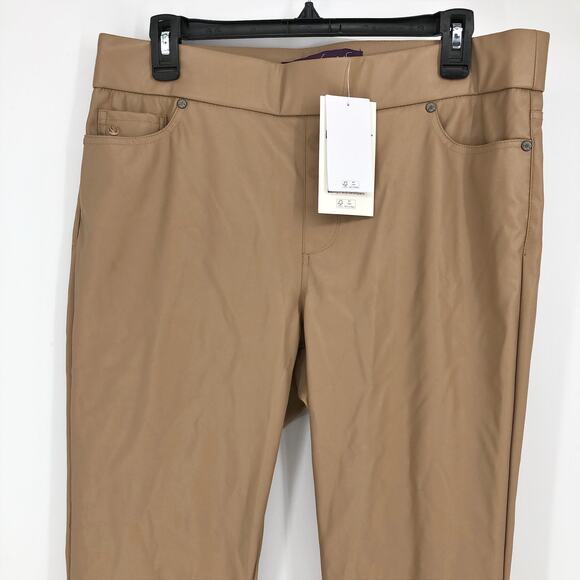 GLORIA VANDERBILT Avery Leggings sz 10 Tan Faux Leather Skinny Pull-On Pants NWT - Picture 5 of 13